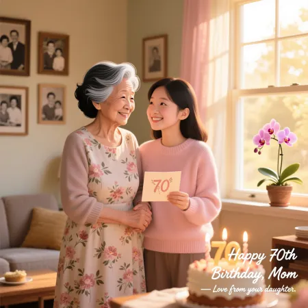 70th Birthday Wishes for Mom from Daughter