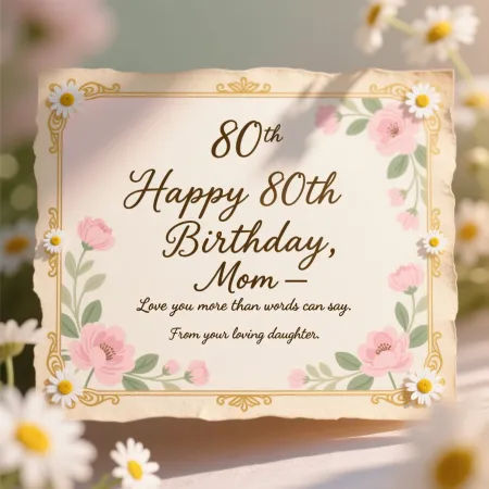Short 80th Birthday Wishes for Mom from Daughter